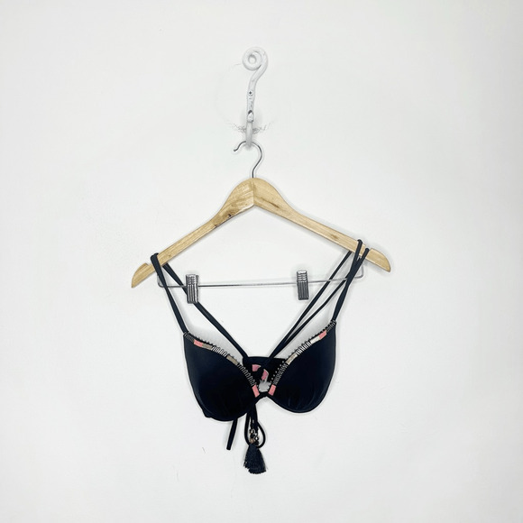 Victoria's Secret Other - Y2K 00s VICTORIA'S SECRET THE GORGEOUS Push Up Bikini Tassel Black Underwire 34B